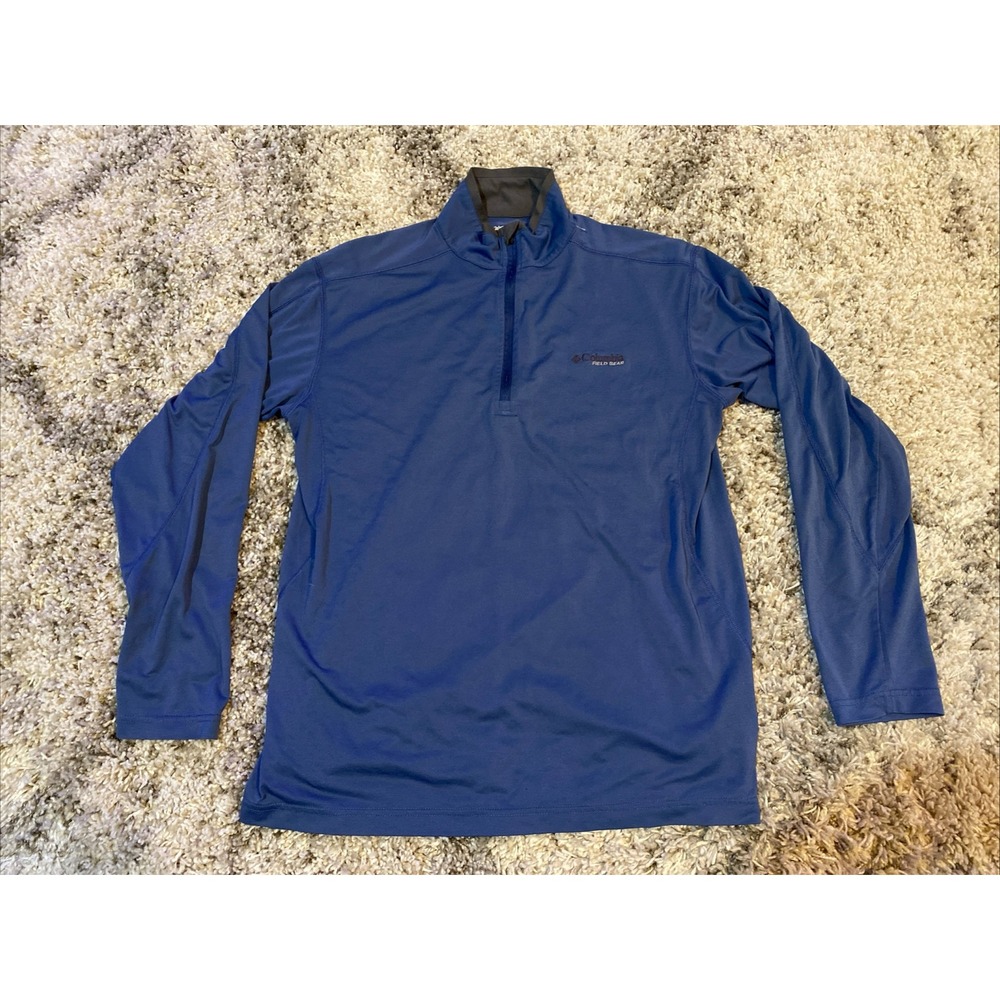 Columbia Field Gear Mens Large Blue Quarter‎ Zip Pullover Long Sleeve Shirt
